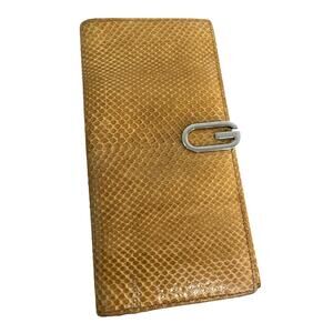 RARE GUCCI Python Continental Wallet – Honey Exotic Leather w/ Box & Dust